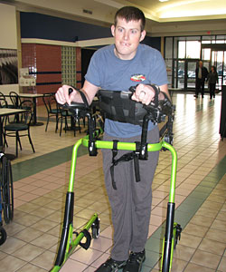 David takes a walk unassisted in his Rifton Pacer Gait Trainer as he works to recover from an anoxic brain injury