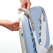 The Rifton Hygiene Toileting System showing guidelines for the butterfly harness feature.