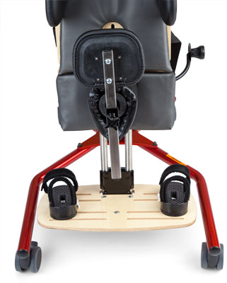 Adding a footboard and foot sandals to the Prone Stander helps improve hip abduction range of motion for children with disabilities